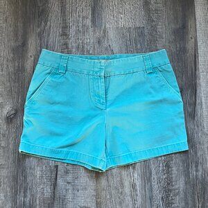 J Crew Womens Chino Shorts City Fit Slash Pocket 100% Cotton Teal Sz 8